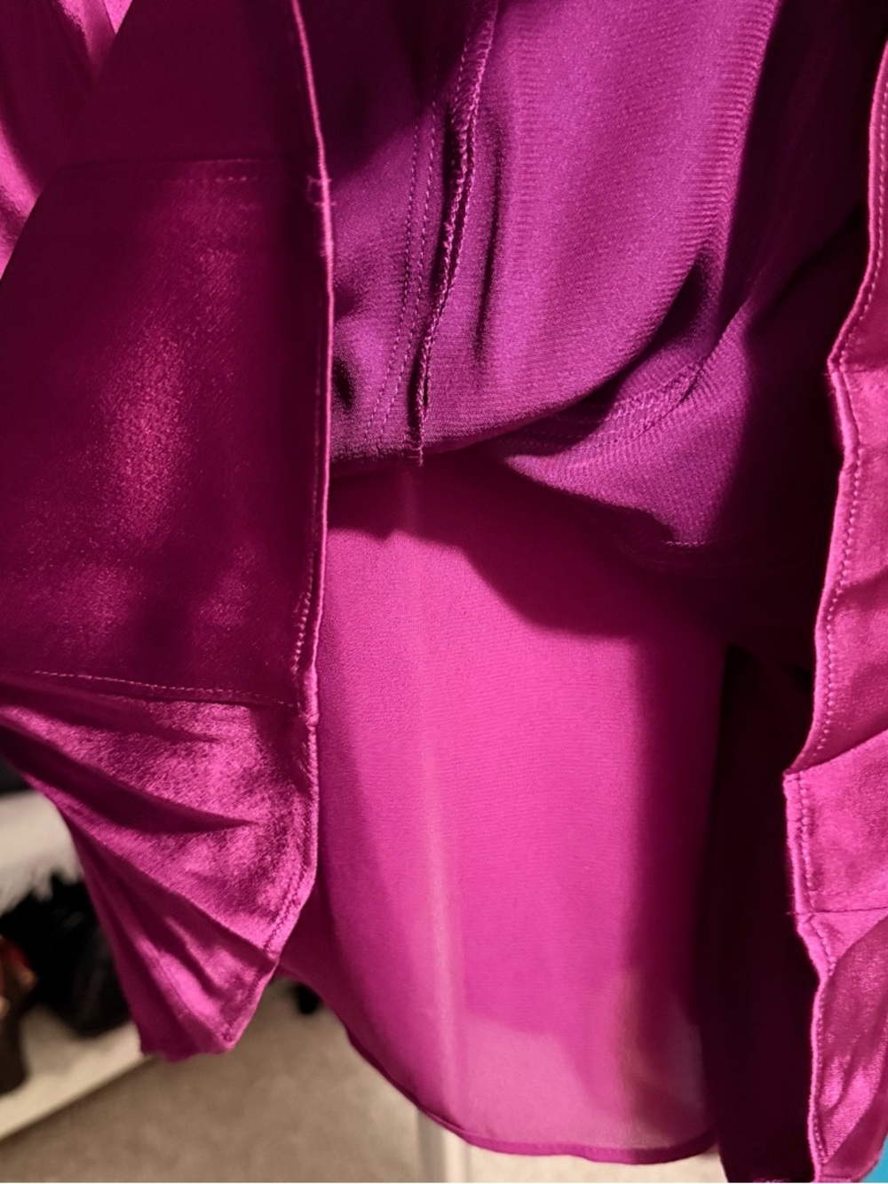 Ann Taylor Hot Pink Satin Long-Sleeve Shirt Dress - Picture 10 of 13